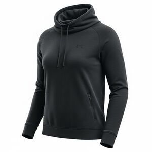 Under Armour Black Funnel Neck Pullover Sweatshirt Women’s Large Zipper Pocket